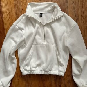 White quarter zip pullover